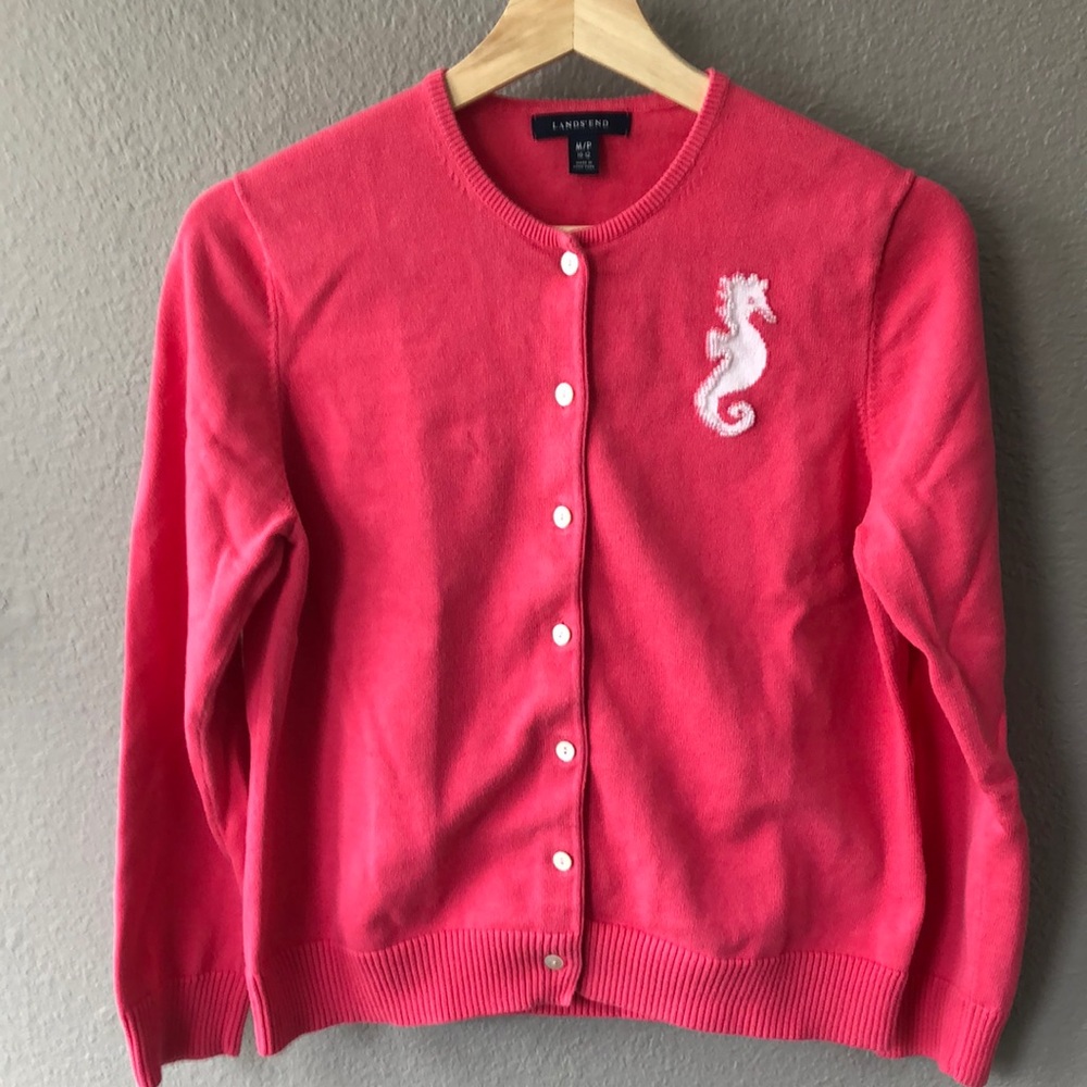 Lands End Coral Cardigan